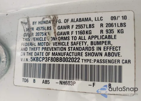 2011 Honda Accord 3.5 Ex-L from USA, damaged, VIN 5KBCP3F80BB002022